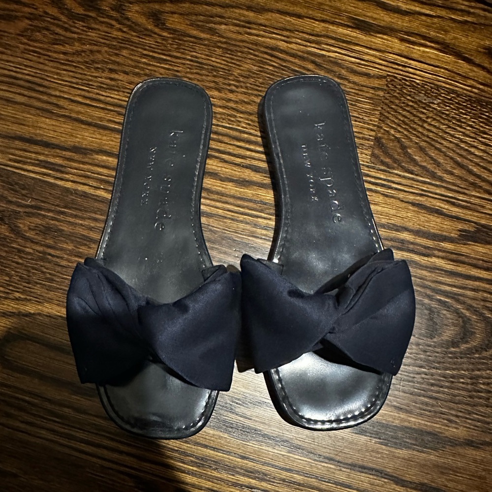 Kate Spade Navy Bow Slide Sandals 7